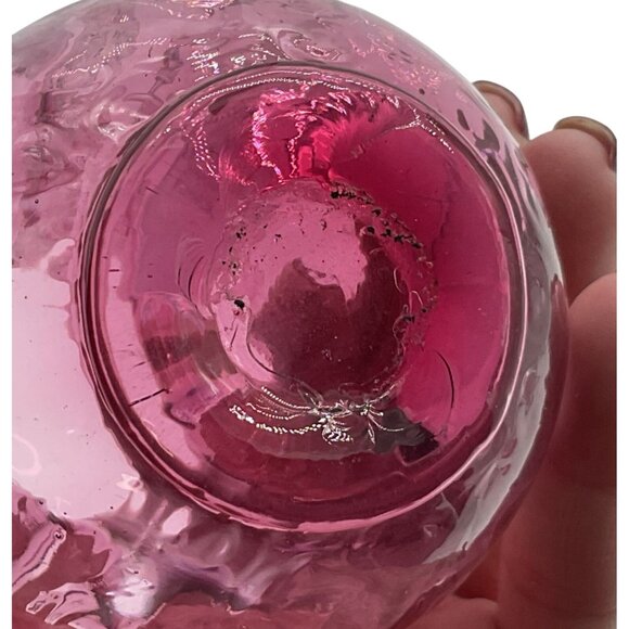 Hand blown Art Glass Pitcher Jug Pink Purple w/ Applied Handle 5"H X 3"W - Picture 4 of 5